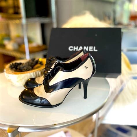 cost of a pair of ladies chanel shoes in 1970|vintage Chanel oxford shoes.